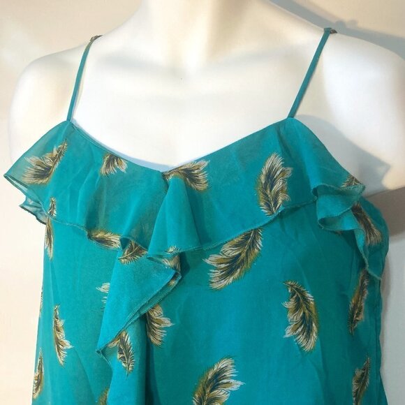 Xhilaration SZL Teal camisole top Feather Fairy Boho 80's Feminine Sheer Vintage - Picture 2 of 8